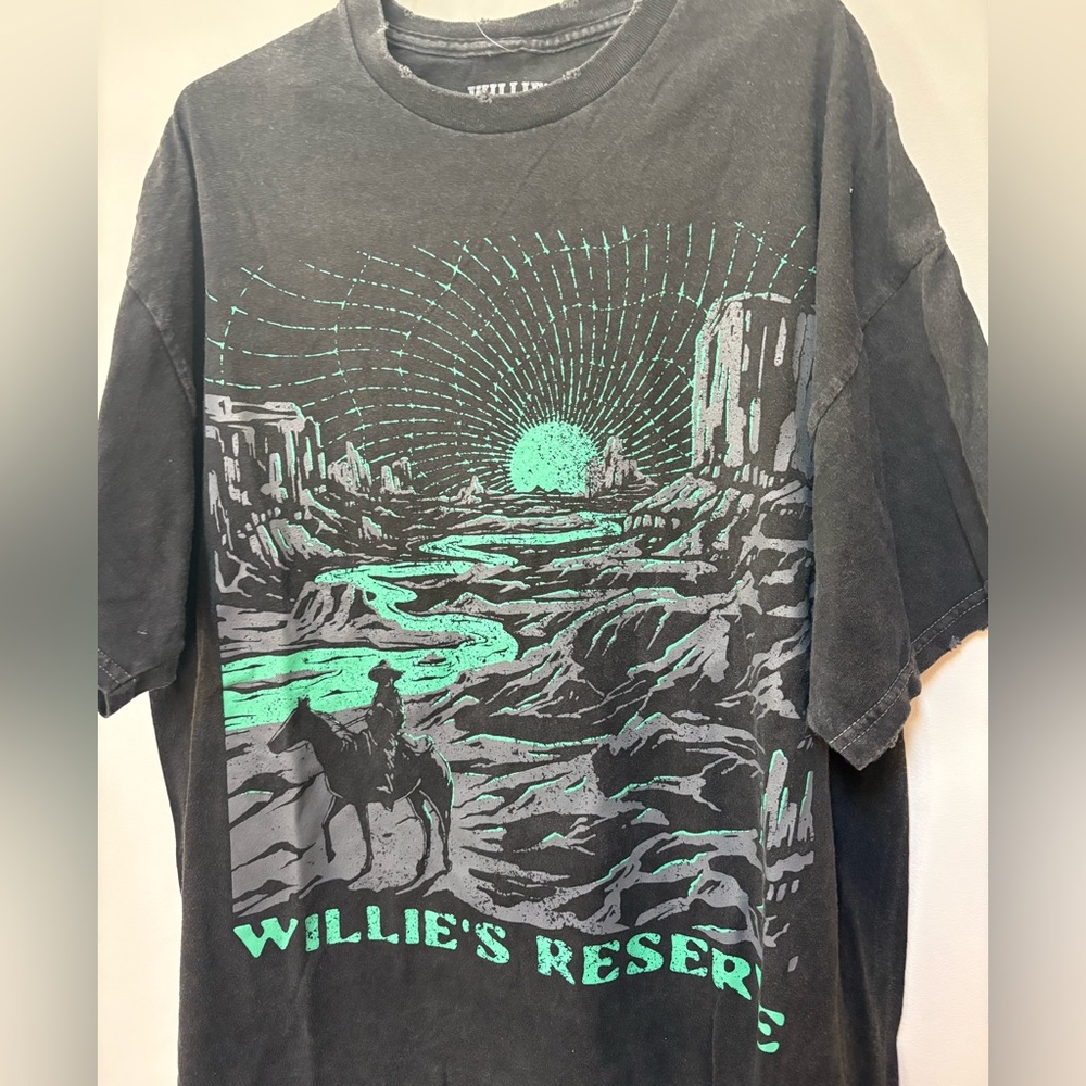 NWOT Urban Outfitters Willie's Reserve Cowboy Distressed Crew Neck Tee Size S/M - Picture 8 of 14